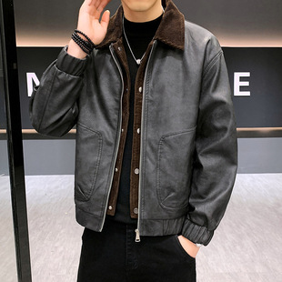 皮夹克男秋冬2025新款高级感美式痞帅风大码男款外套男士皮衣