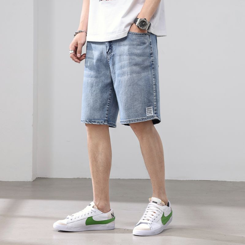 2025夏季薄款牛仔短裤男港风潮牌宽松休闲百搭直筒中裤潮流五分裤