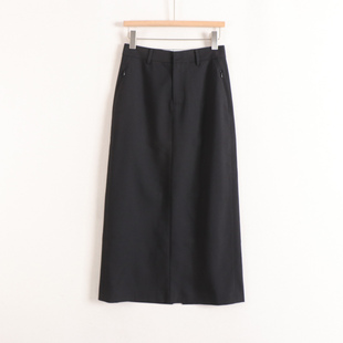 加系列中腰直筒拉链口袋简约百搭ol通勤职场黑裙长裙女26春装新款