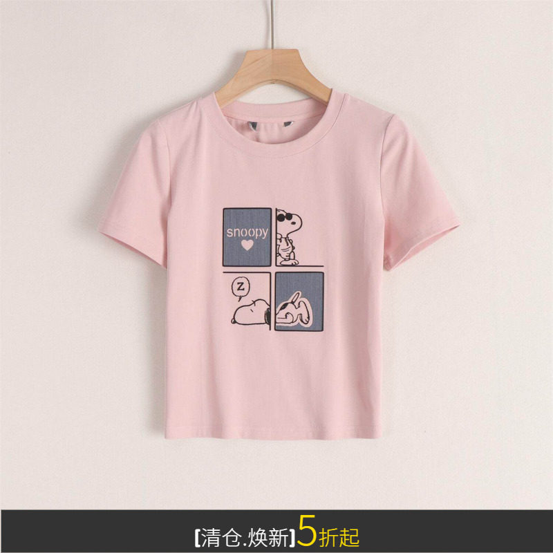 朵系列徕卡弹力棉修饰短款趣味卡通动漫印花减龄甜美T恤女25初秋,女装/女士精品,T恤,淘宝优惠券,粉丝福利购,淘宝优惠卷