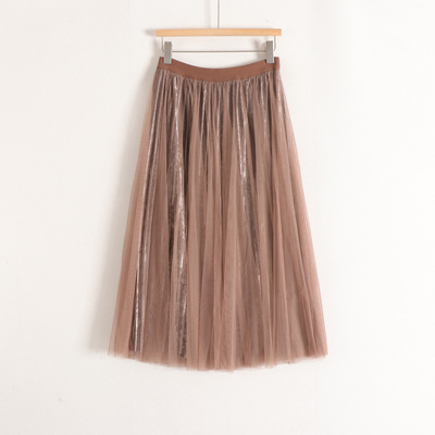 【言】松紧高腰垂坠感亮面纱网A字长裙轻奢优雅百搭半裙26春装新