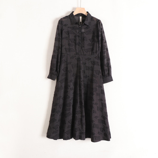 【言】轻奢优雅气质提花polo领收腰修身通勤长裙连衣裙26春装新款