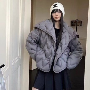 大翻领羽绒服女冬季新款韩版宽松百搭休闲加厚保暖外套霞0.57