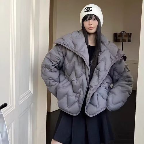大翻领羽绒服女冬季新款韩版宽松百搭休闲加厚保暖外套霞0.57