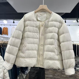 圆领宽松轻薄保暖面包服世0.41 新款 针织单排扣羽绒服女短款 冬季