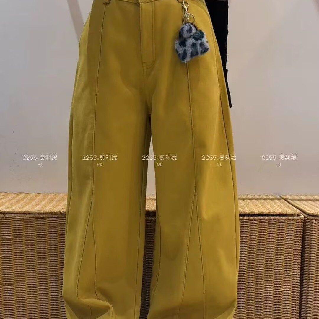 奥利绒阔腿休闲裤女冬季新款高腰宽松显瘦百搭休闲弯刀裤焕0.94