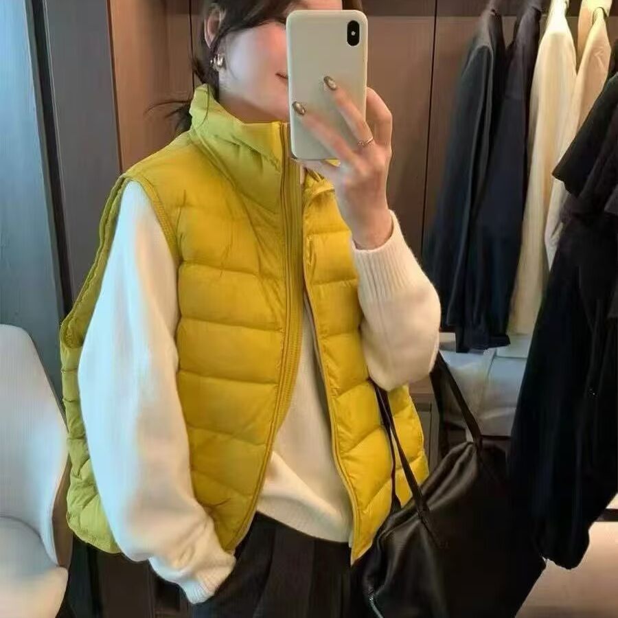 羽绒马甲女秋冬新款立领百搭宽松休闲轻薄保暖背心坎肩叠穿世0.29
