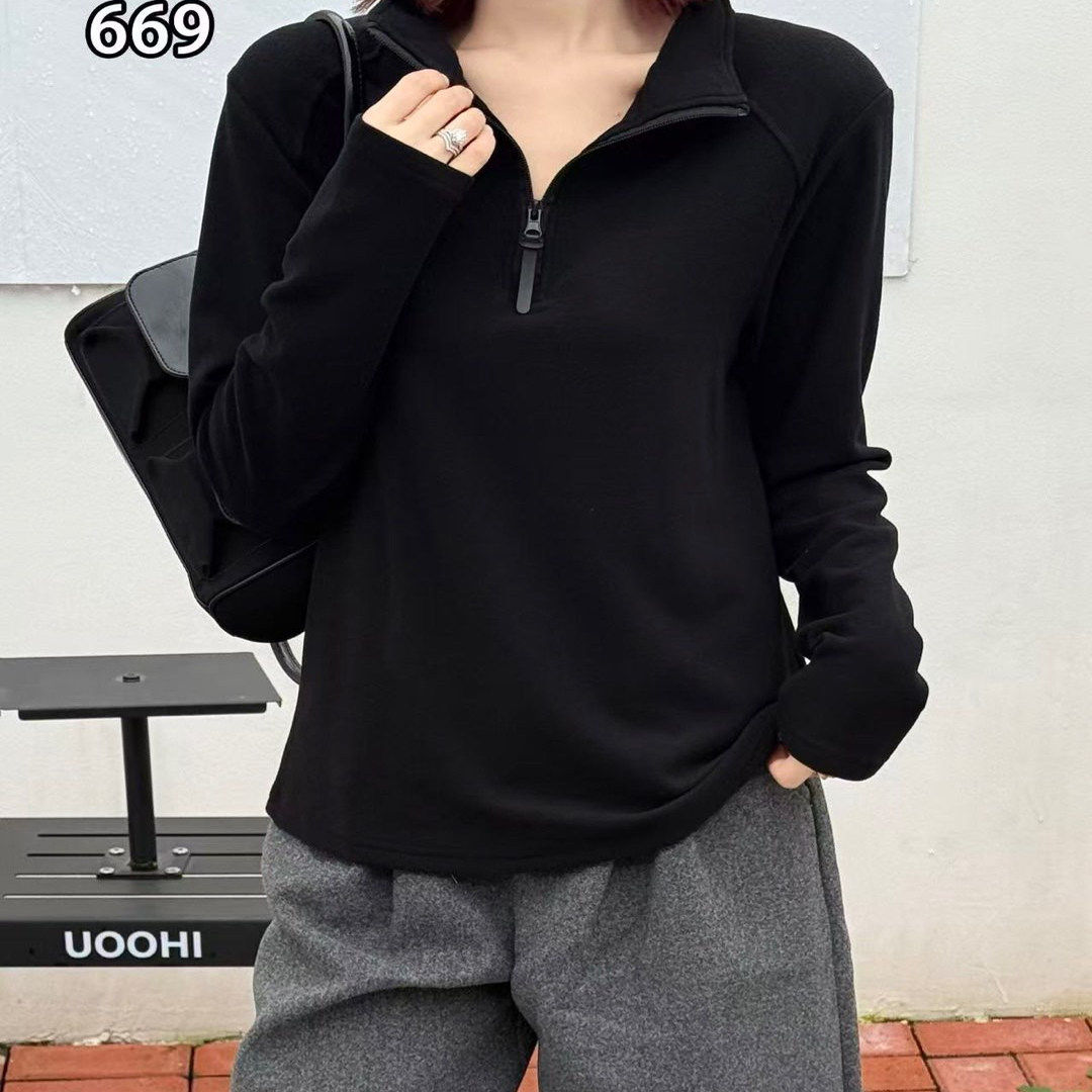 立领半拉链植绒长袖T恤女冬季新款宽松显瘦百搭休闲打底衫汪0.32,女装/女士精品,T恤,淘宝优惠券,粉丝福利购,淘宝优惠卷