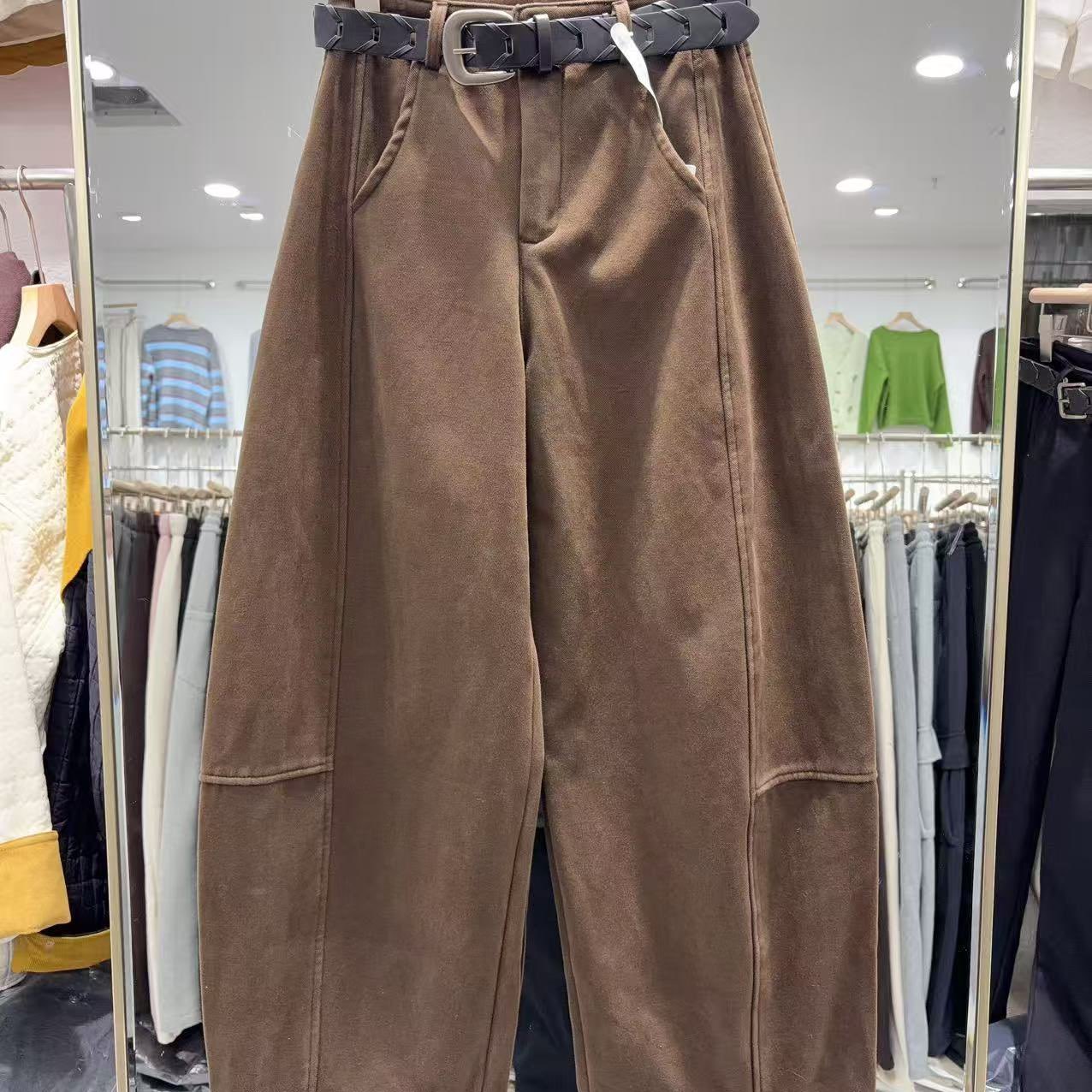 加绒加厚阔腿裤女冬季新款高腰宽松显瘦百搭休闲弯刀裤焕0.89