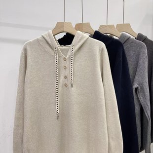 连帽抽绳套头毛衣女秋冬新款 特0.51 宽松显瘦百搭休闲针织打底衫