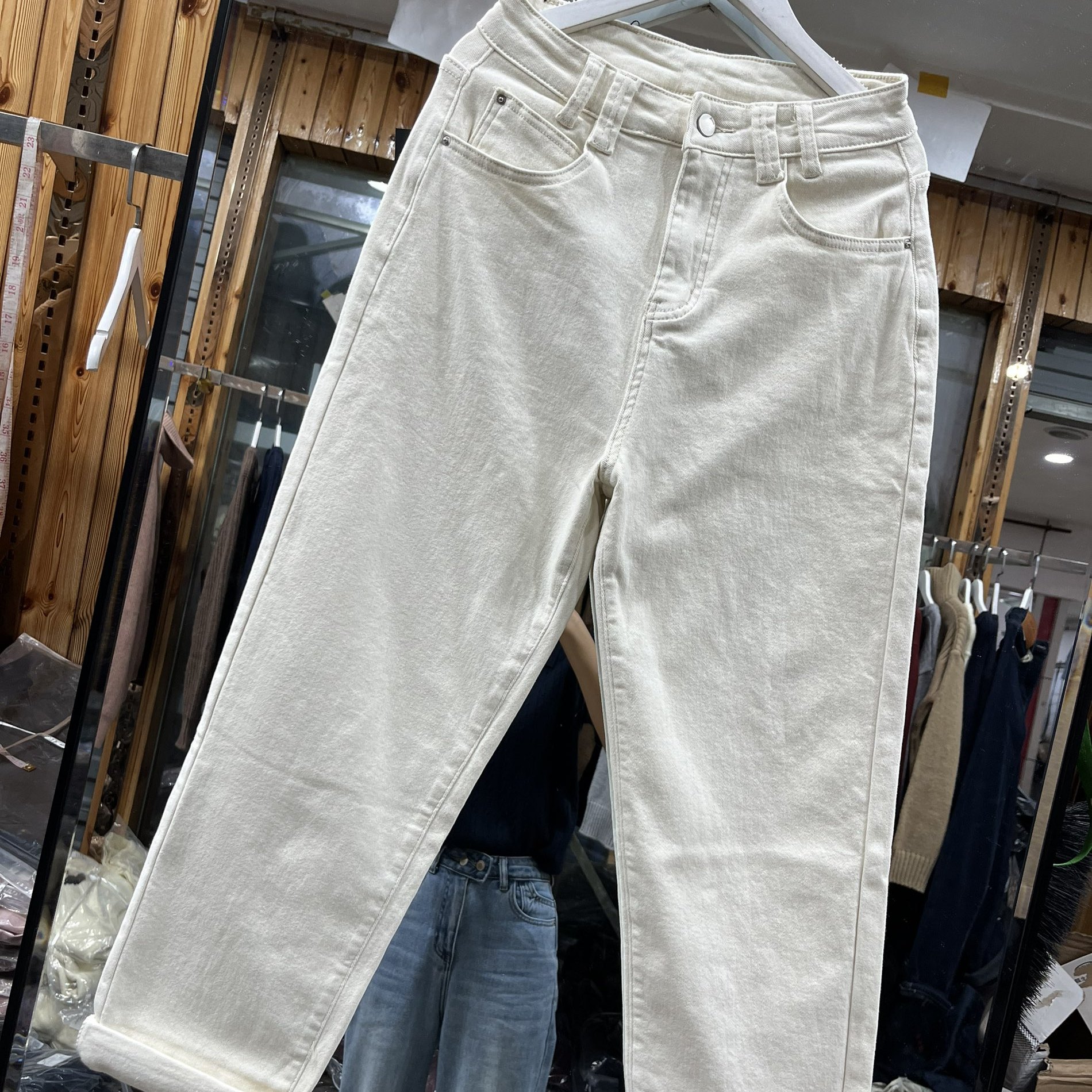 加绒弹力牛仔裤女冬季新款韩版高腰宽松显瘦百搭休闲哈伦裤旺0.63