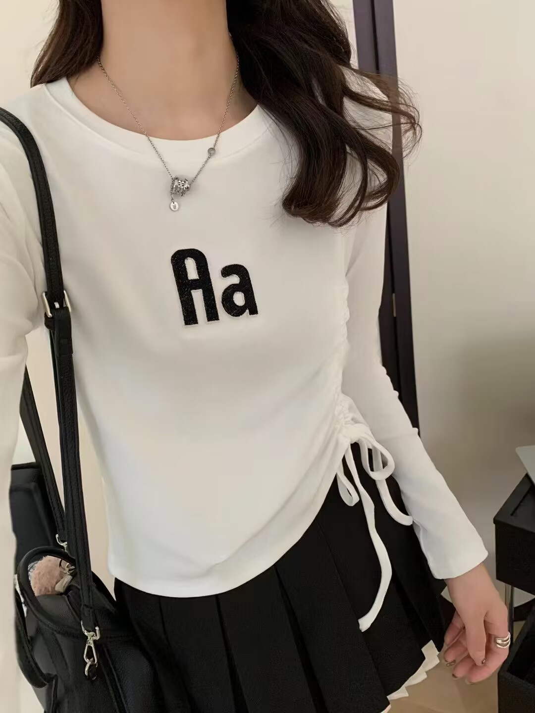 长袖休闲常规抽绳收腰字母