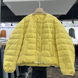 丝绒羽绒服女冬季新款韩版圆领宽松显瘦百搭休闲保暖外套世0.67