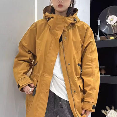 连帽羽绒服冲锋衣抽绳收腰