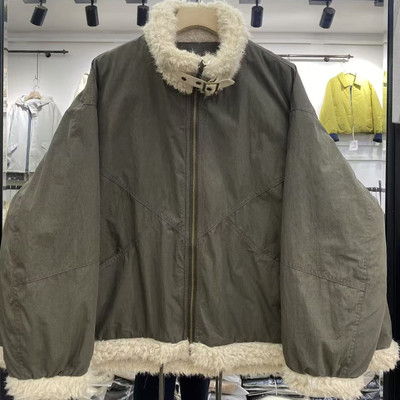 羊羔毛拼接羽绒服女冬季新立领百搭宽松休闲轻薄保暖外套聚0.96