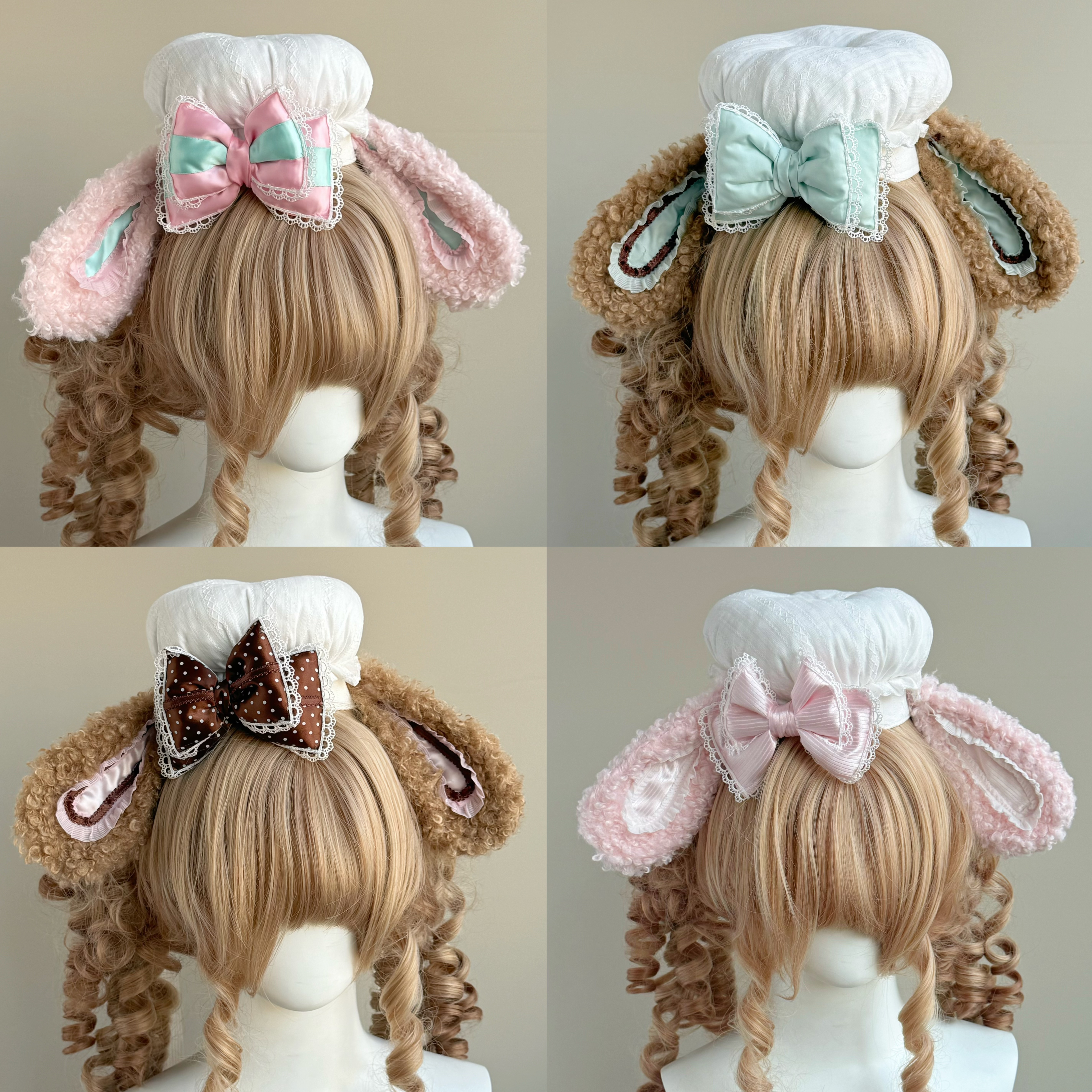 甜点手作小物兔耳厨师帽她们的故饰会Lolita粉巧发带薄巧克力猫