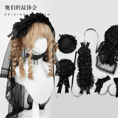 灯影手作Lolita蝴蝶结蕾丝发饰