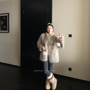 崇福衫 韵宅女椰奶球仿狐狸毛环保皮草毛毛外套女可爱宅女风网红款