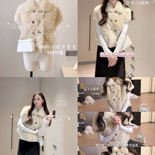 SY衫韵‘代官山’仿托卡毛绒环保皮草女马甲宽松斗篷上衣坎肩