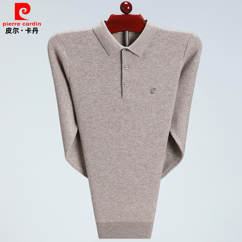 皮尔卡丹100纯羊绒衫男加厚针织毛衣冬季男款大码男士翻领打底衫