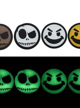 diy士气章黑白夜光邪恶的笑脸3DPVC滴胶魔术贴臂章黄色笑脸背包贴