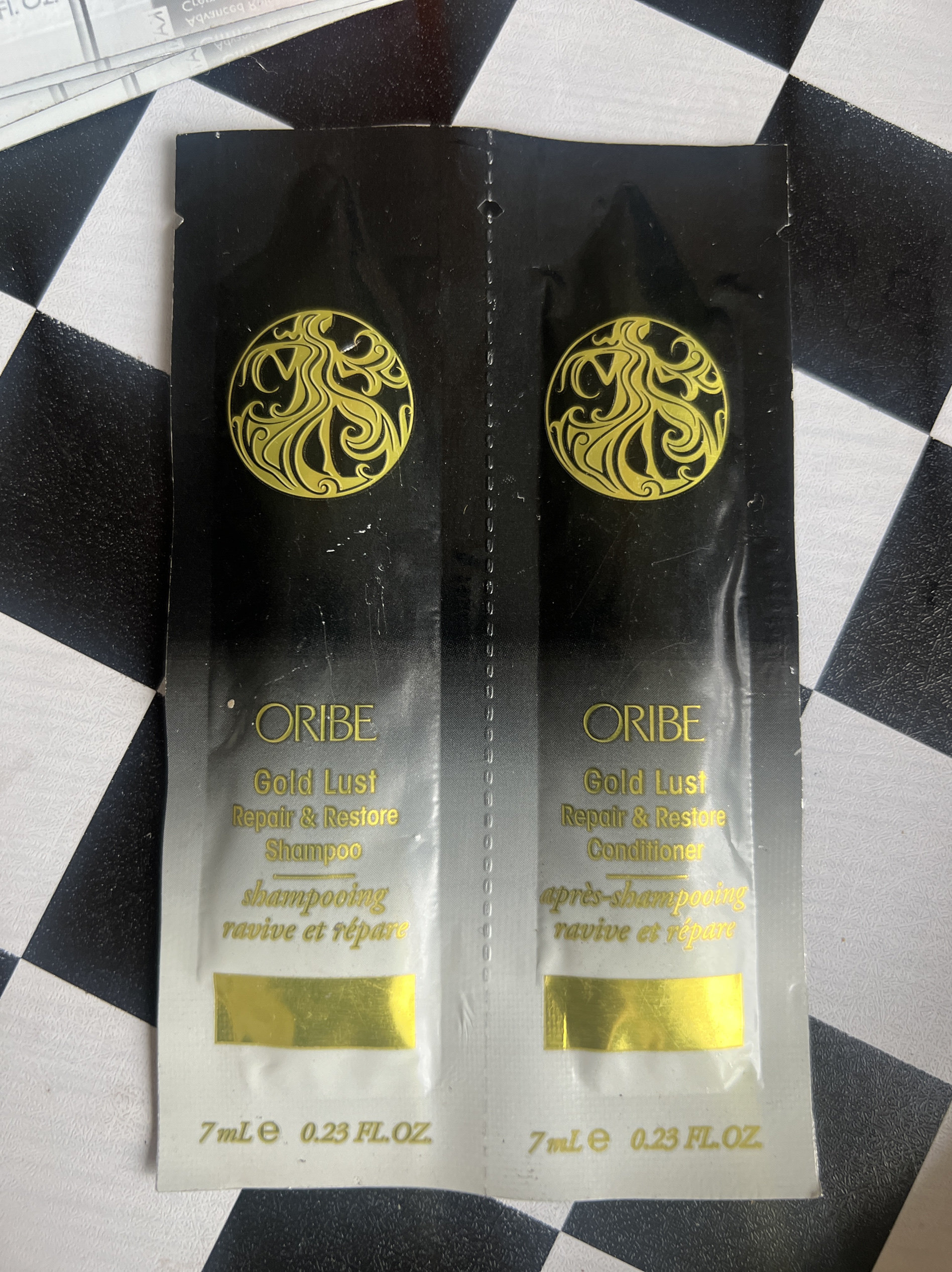 现货Oribe 洗发水+护发7ml 发油片装小样 黄金修复丰专柜试用套装