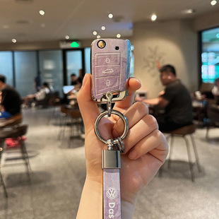 适用大众速腾TPU全包钥匙套大理石纹宝来POLO迈腾探岳保护壳包扣