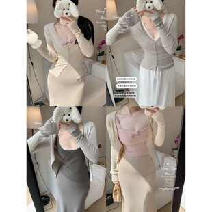 城南边儿4.14珍珠小姐套装~小珍珠扣收腰针织+蝴蝶结背心