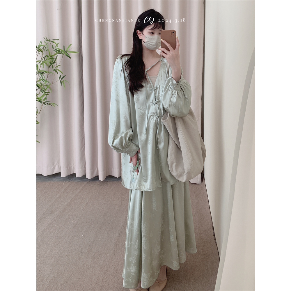 半身裙新中式衬衫对襟外套