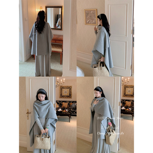 【现货】11.9软fufu~经典百搭双面毛呢外套斗篷披肩多穿法长\短款