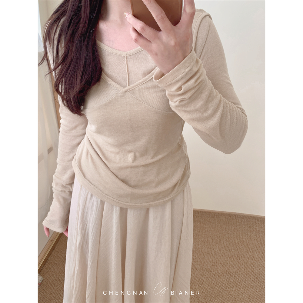 轻薄长袖背心两件百搭城南边儿