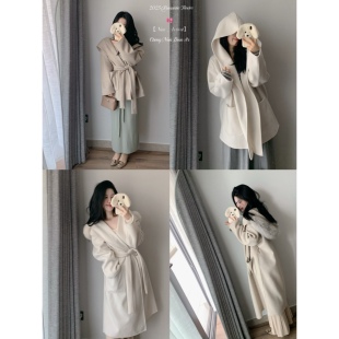 城南边儿12.8淡人浴袍大衣 连帽双面呢羊毛混纺大衣两个长度