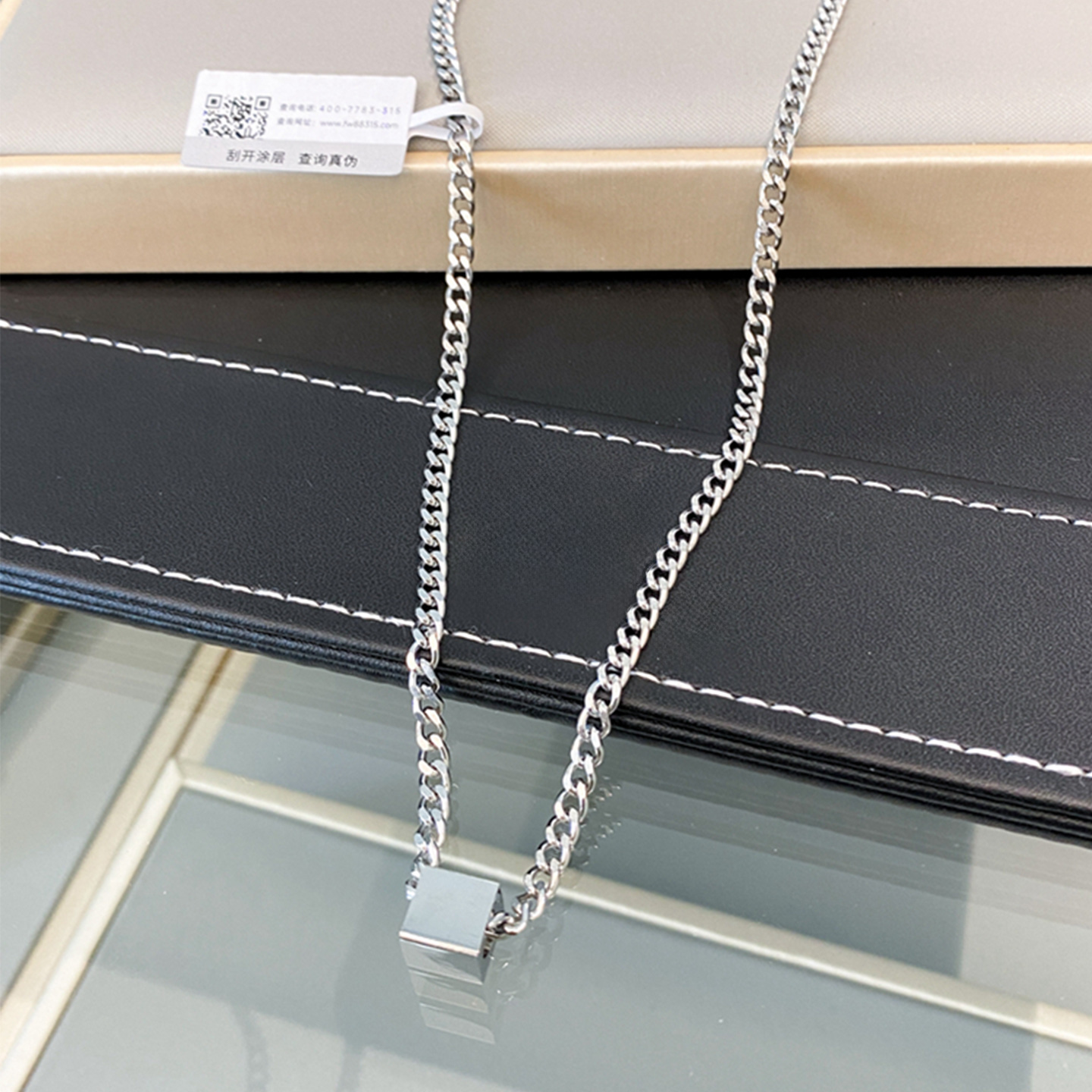 时尚百搭小方块吊坠男女项链