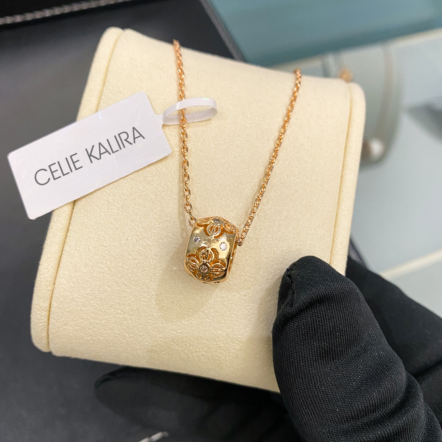 镂空花筒珠转运珠女生项链