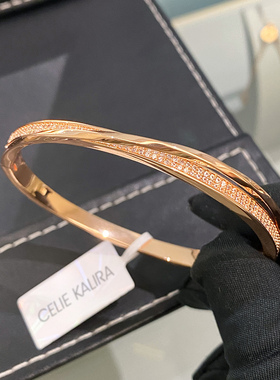 莫比乌斯旋钮双排钻卡扣女生手镯