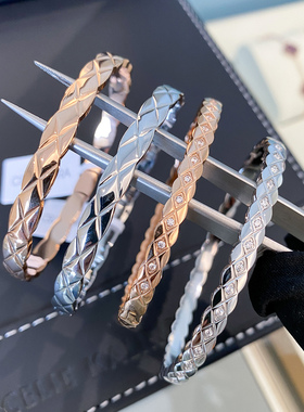 CELIE KALIRA菱格纹路镶钻手镯高级感百搭气质轻奢小香风女生手环