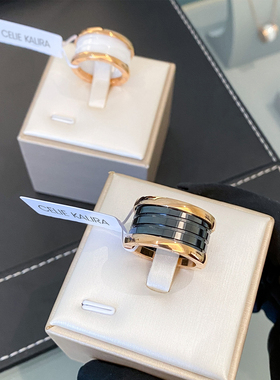 CELIE KALIRA个性宽版黑陶瓷男女生指环小众轻奢百搭情侣戒指