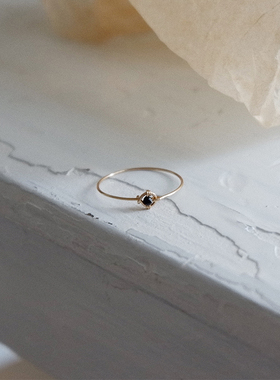 UNELGE女包金极简黑色戒指