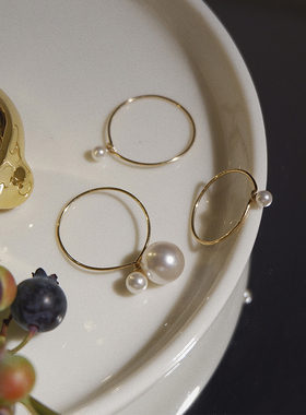 原创珍珠叠戴日常百搭风戒指新品