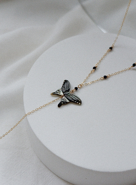 UNELGE蝶贝包金女蝴蝶项链
