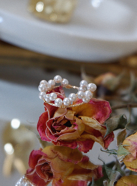 手作风蕾丝开口可调节包金戒指