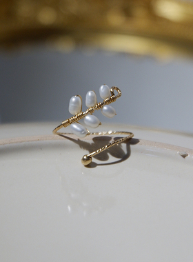 原创手作自然系珍珠叶子UNELGE