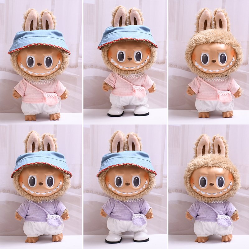 37cm拉布布labubu衣服着替针织套装换装Labubu娃衣搪胶公仔大号