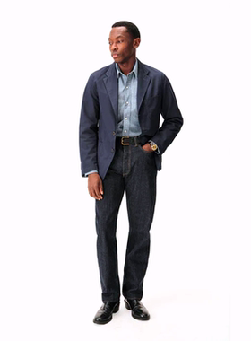 HFTX2025春季新款深蓝色宽松上衣休闲西服