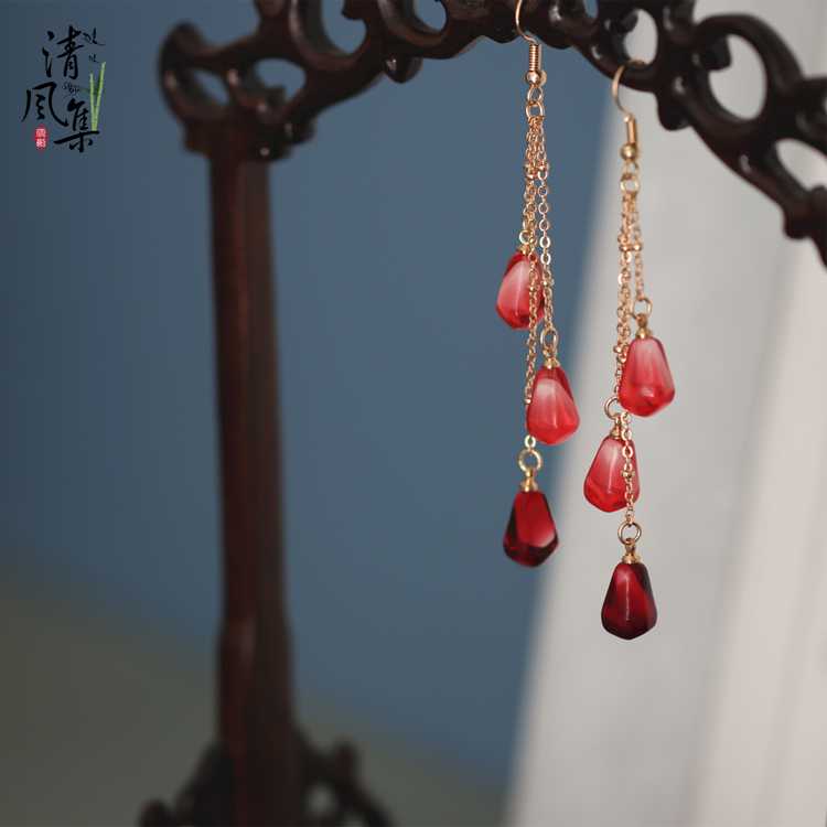 汉服旗袍耳环耳夹镀金保色古风