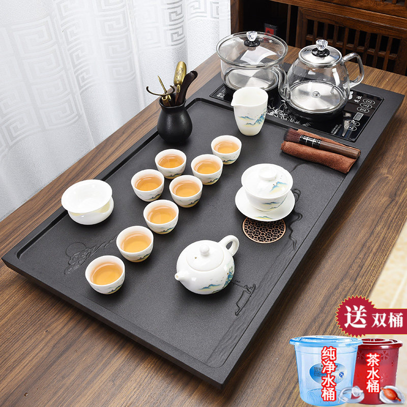 整块乌金石头茶盘全自动茶具套装家用简约一体带烧水高档泡茶台道