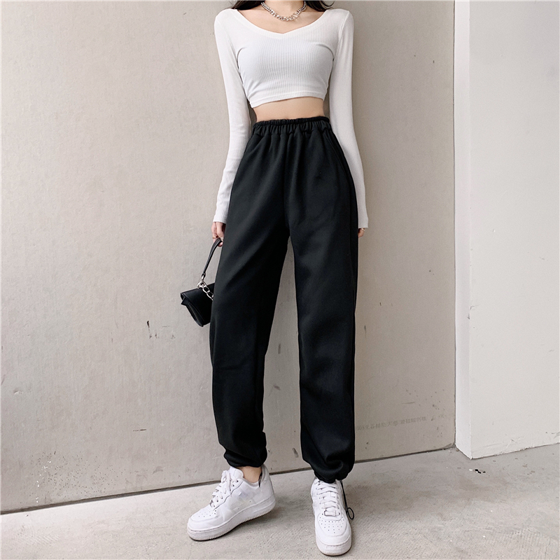 Real photo 2021 summer wide leg loose falling feeling corset casual pants