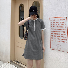 實拍 2021夏季ins超火學院風原宿風中長款T恤 女