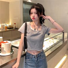 Real shot 2021 summer new short fake two piece short sleeve T-shirt for women