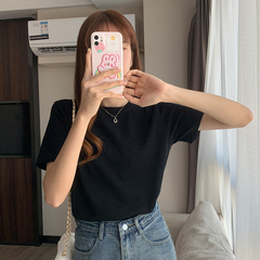 Real shot six color solid foundation versatile short sleeve T-shirt